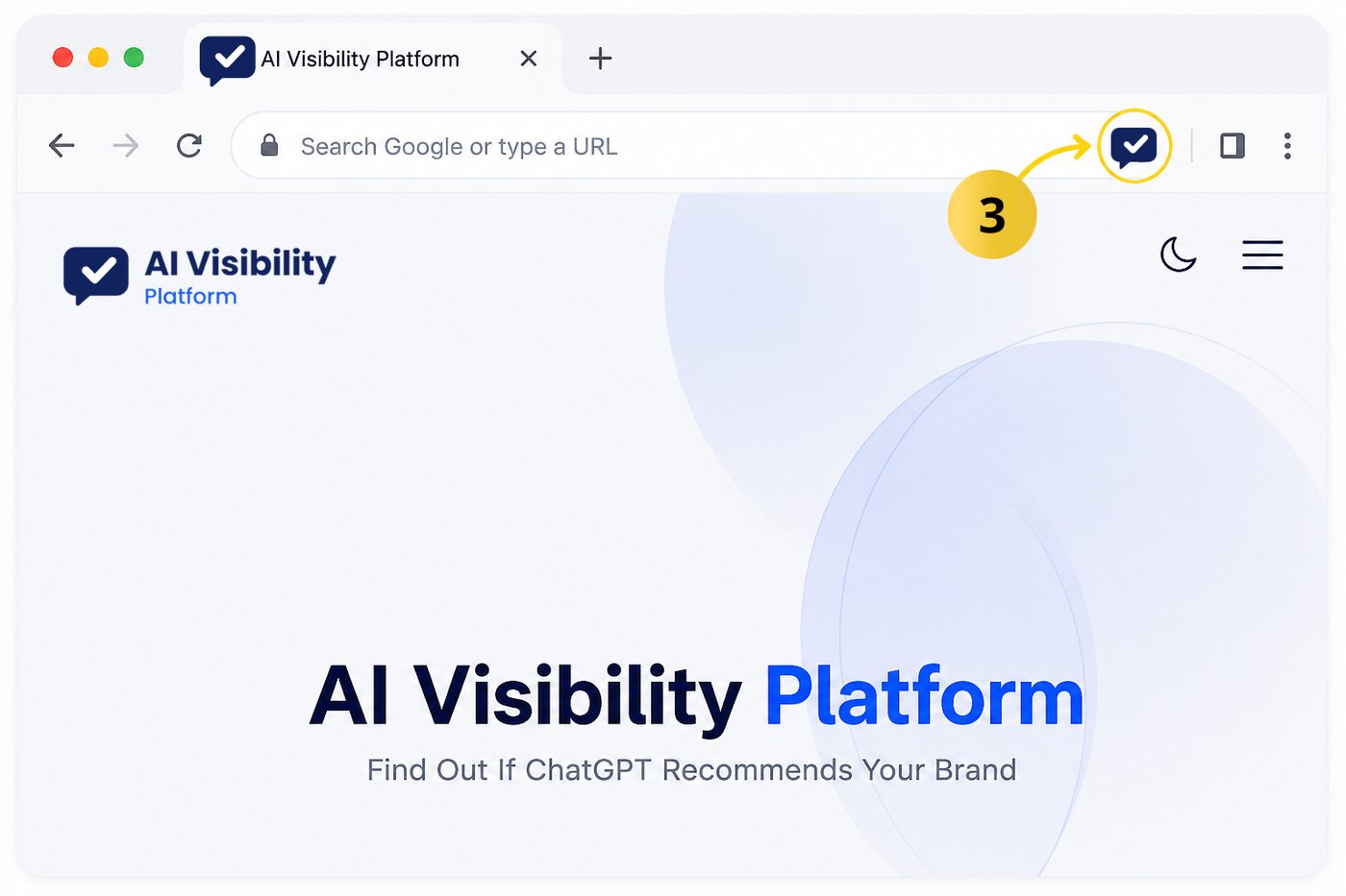 Click the AI Visibility Platform extension icon to open it